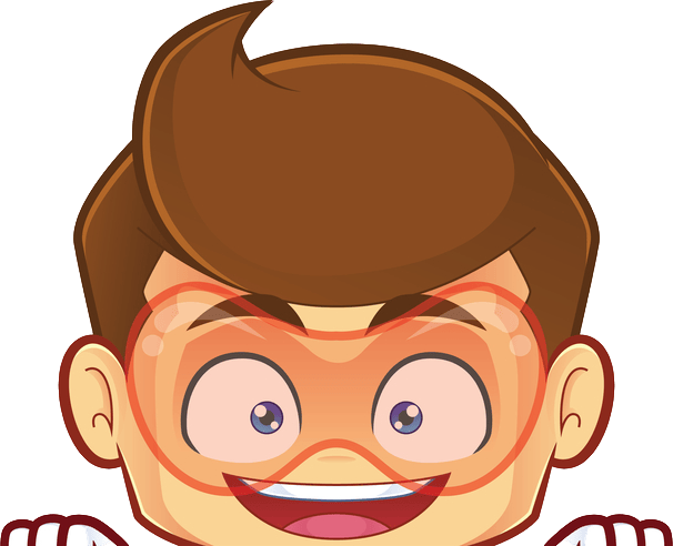 Illustration of a cheerful cartoon boy named Chet Bohley or Shawn Sheppard, both working for Got ROAS. Boy has a large brown quiff, big blue eyes, wearing red-framed glasses and holding his face in excitement, perfect for technology trends blogs.