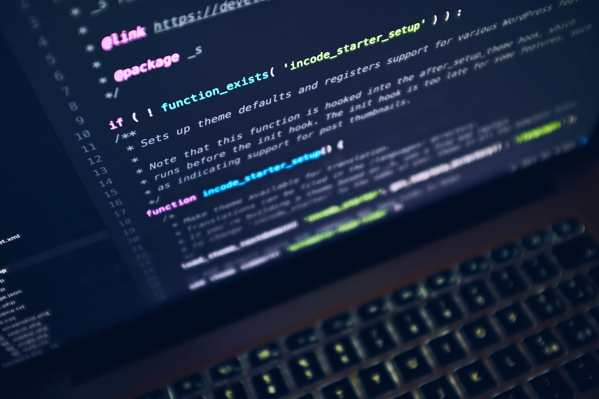 A development computer screen displaying code for a website.