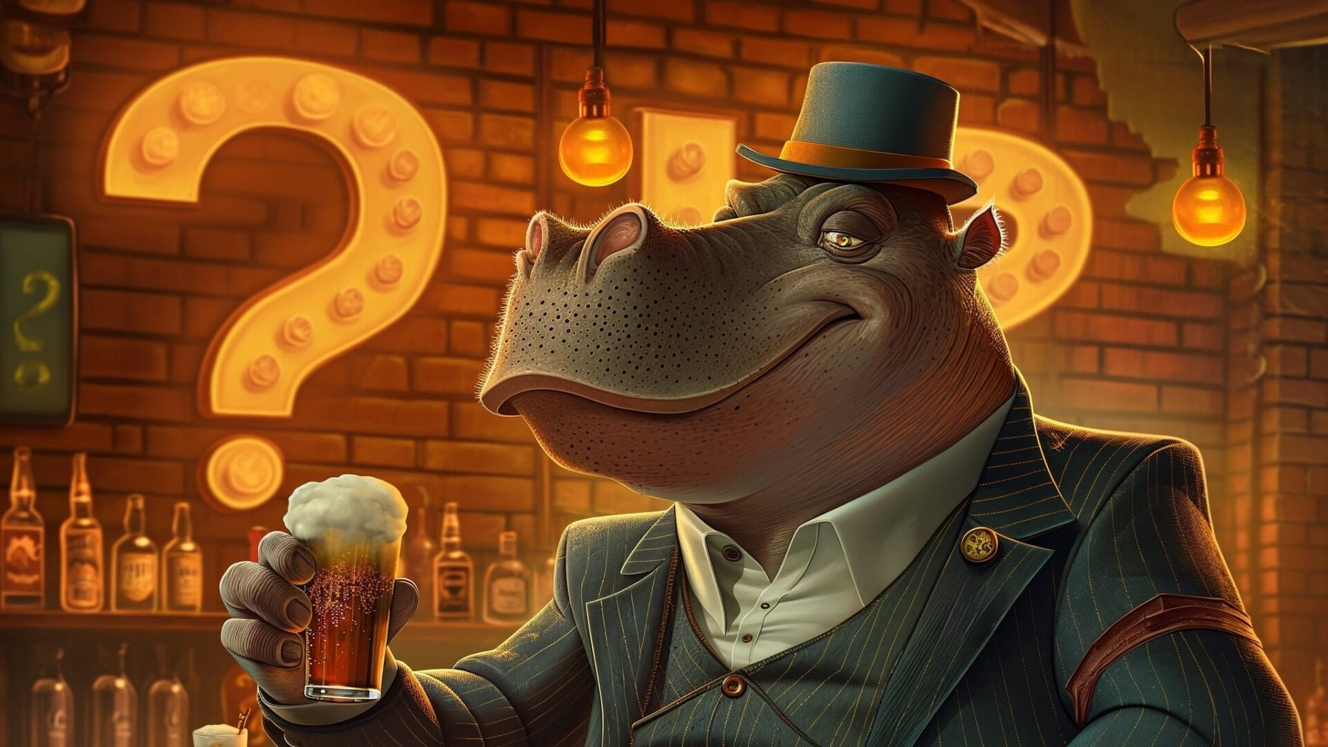 A hippo in a top hat holding a beer raises questions about artificial intelligence.
